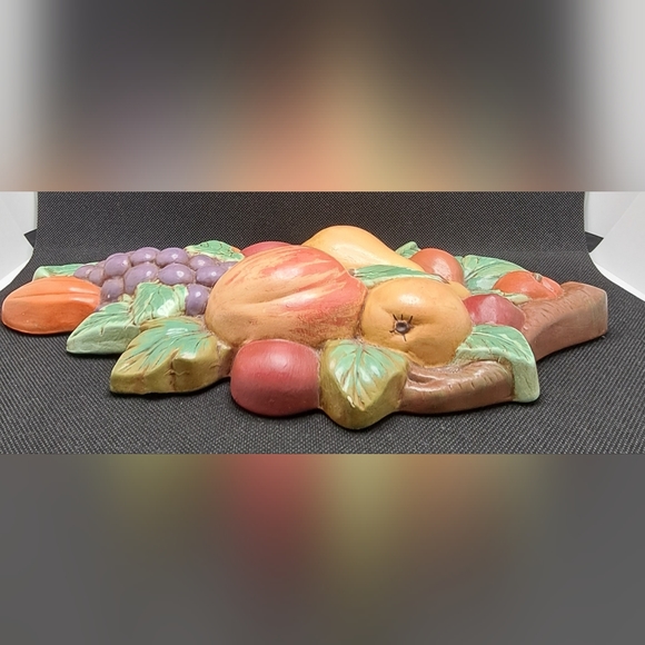 Vtg Vegetable Fruit Ceramic Pottery Wall Hanging Plaque Mid Century Pears 1968 - Picture 10 of 11